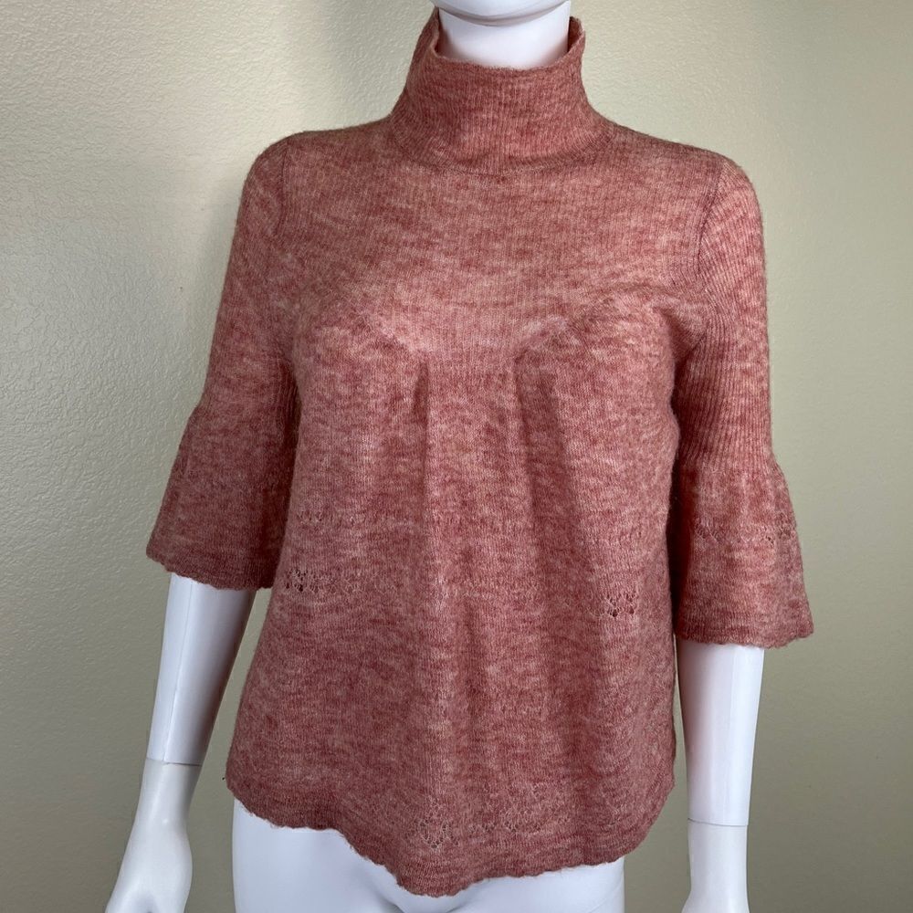 Feather Bone Women Size XS Pink Wool Alpaca Whitney Turtleneck Sweater Pullover